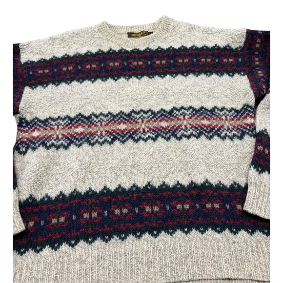 Vintage 90s Eddie Bauer Fair Isle Wool Blend Knit Sweater - Picture 2 of 10